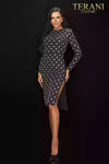 Long Sleeve Crystal Detailed Cocktail Dress - 2011C2025