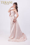 Uniquely Structured Strapless Metallic Jacquard Evening Dress - 2011E2073