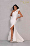 One shoulder Mikado gown with 3D flowers - 2011E2427