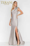 One shoulder Mikado gown with 3D flowers - 2011E2427