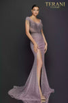 Beaded fringe ombre pageant gown with side slit - 2011GL2214