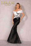 Plus Size Two tone off shoulder Mikado Mother of Bride gown – 2011M2159