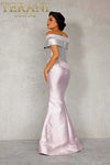 Plus Size Two tone off shoulder Mikado Mother of Bride gown – 2011M2159