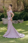 One shoulder Mikado Mother of Bride gown with unique structure and beading - 2011M2160