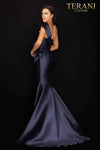 One shoulder Mikado Mother of Bride gown with unique structure and beading - 2011M2160