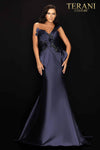 One shoulder Mikado Mother of Bride gown with unique structure and beading - 2011M2160