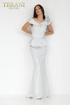 Champagne Long Stretch Jacquard Mother Of The Bride Dress - 2011M2167