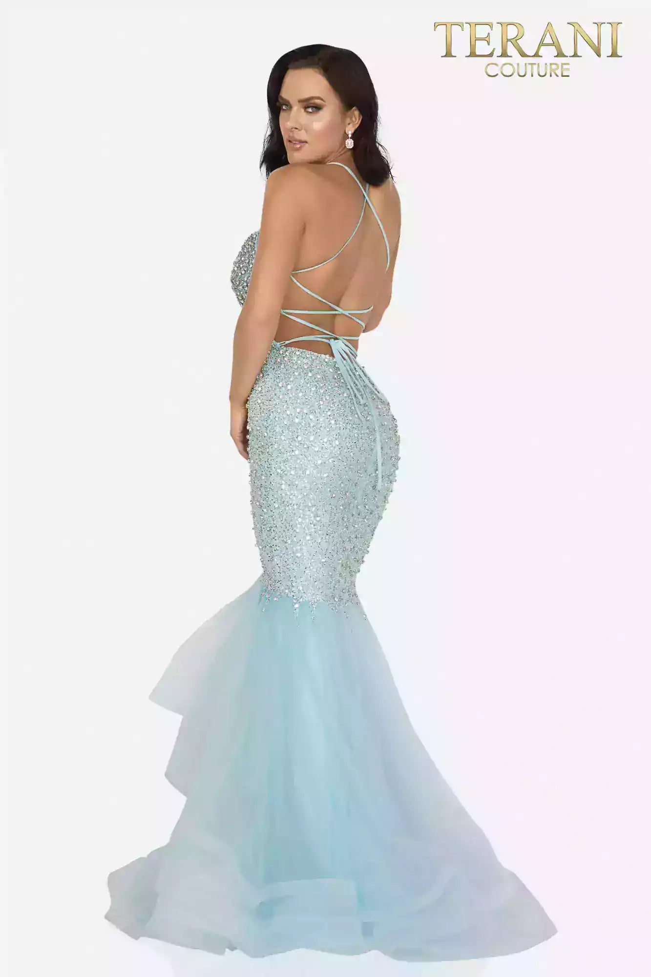 Crystal beaded sexy fitted mermaid prom gown - 2011P1143