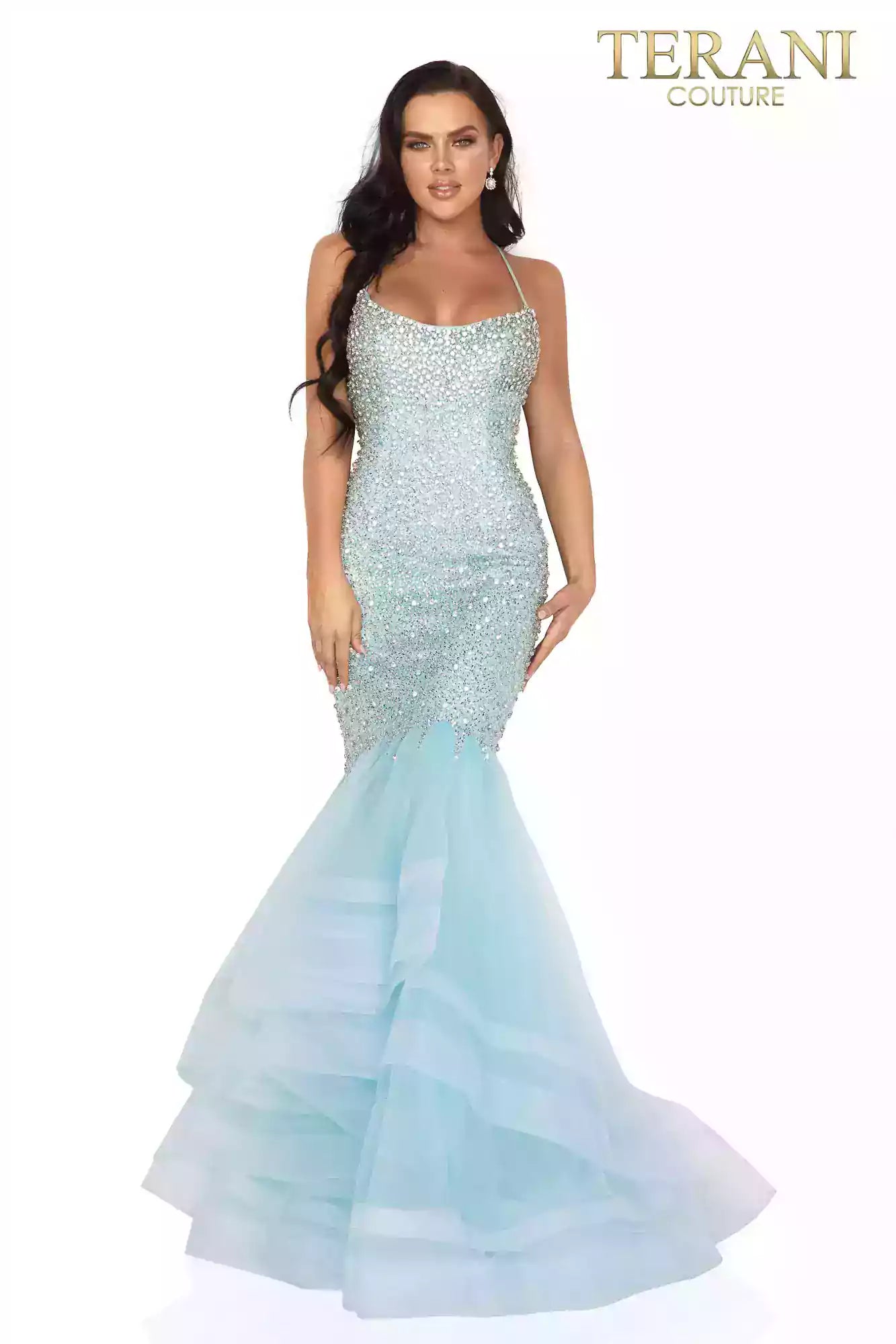 Crystal beaded sexy fitted mermaid prom gown - 2011P1143