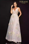 Floral v - neckline tulle long prom ball gown -  2011P1171