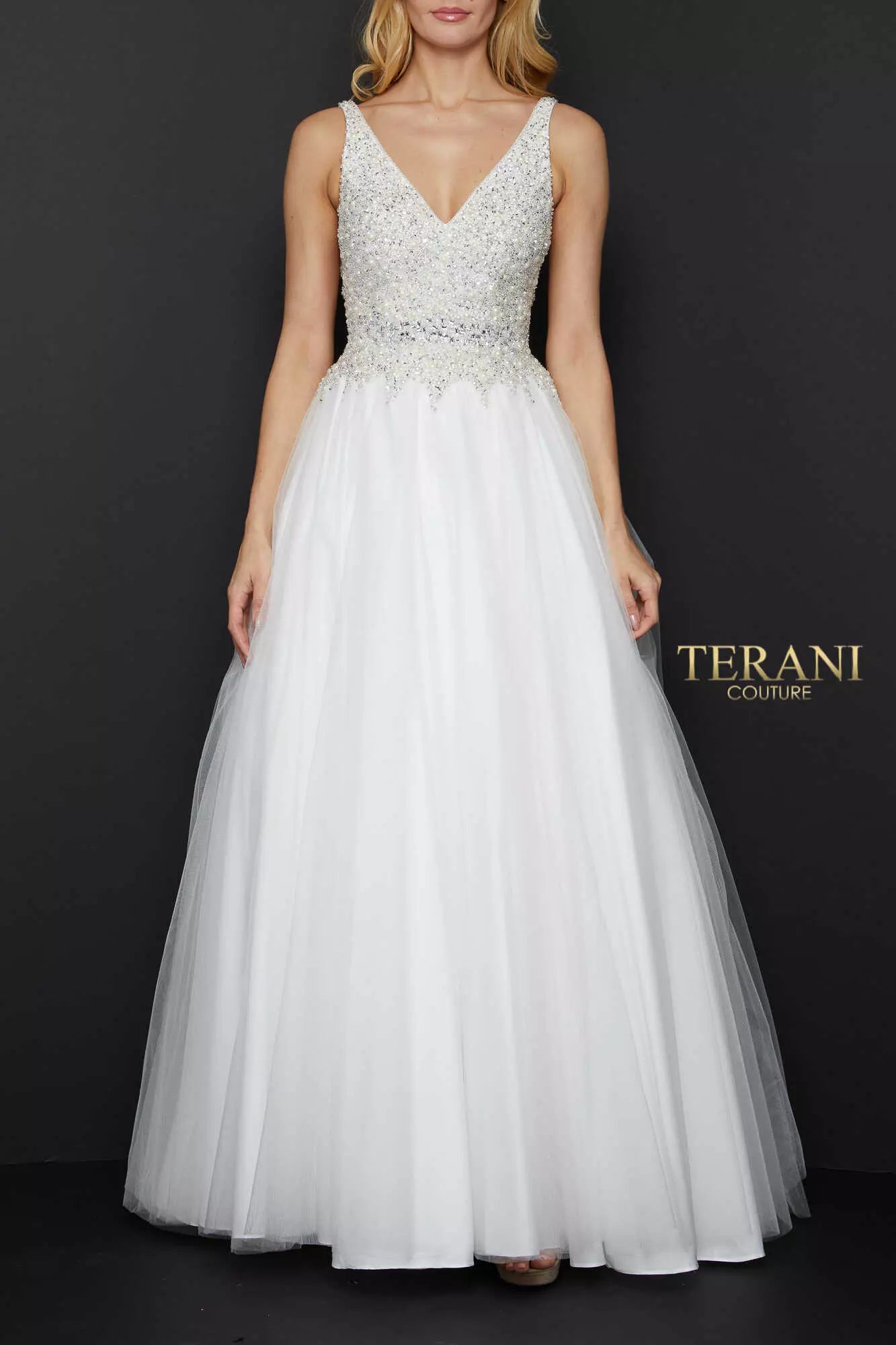 Pearl and Crystal Neckline Prom Ball Gown - 2011P1178