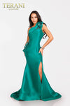 One shoulder Mikado gown with 3D flowers - 2011E2427