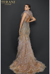 Feather Halter Neckline Two-Tone Beaded Pageant Dress - 2011GL2423