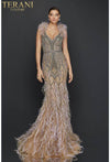 Feather Halter Neckline Two-Tone Beaded Pageant Dress - 2011GL2423