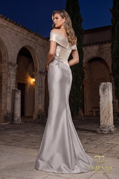 Two tone off shoulder Mikado Mother of Bride gown - 2011M2159