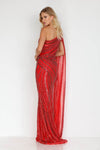 Asymmetrical beaded one shouldered cape pageant gown  -  2012GL2390