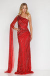 Asymmetrical beaded one shouldered cape pageant gown  -  2012GL2390