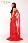 Asymmetrical beaded one shouldered cape pageant gown  -  2012GL2390