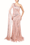 Asymmetrical beaded one shouldered cape pageant gown  -  2012GL2390