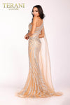 Asymmetrical beaded one shouldered cape pageant gown  -  2012GL2390