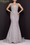 Figure hugging, mermaid, prom gown with linear beading  -  2012P1285