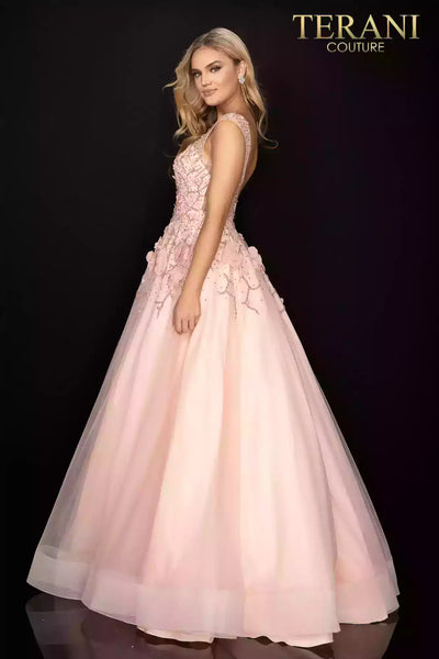 Cap sleeve illusion formal prom ball gown -  2012P1411