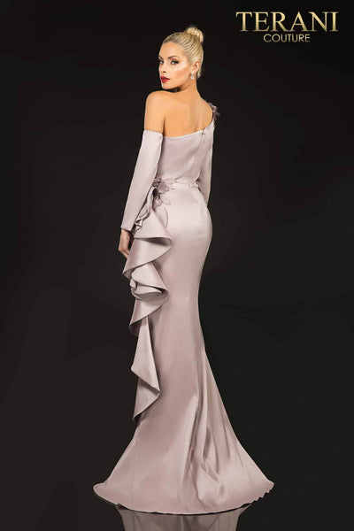 Mauve Long Stretch Mikado Evening Dress - 2021E2831
