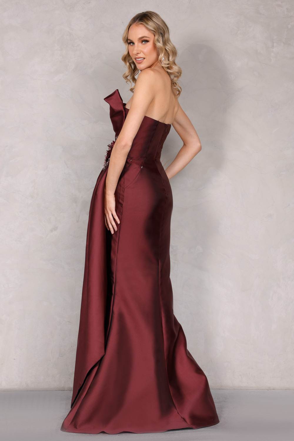 Evening Bow front with Flowers and Beads Detail - 2021E2876