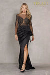 Full Length Black Evening Dress With A Sheer Embellished Bodice - 2021E2878
