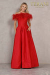 Evening Fit and Flare Off-Shoulder Feather Trim - 2021E3572
