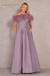 Evening Fit and Flare Off-Shoulder Feather Trim - 2021E3572