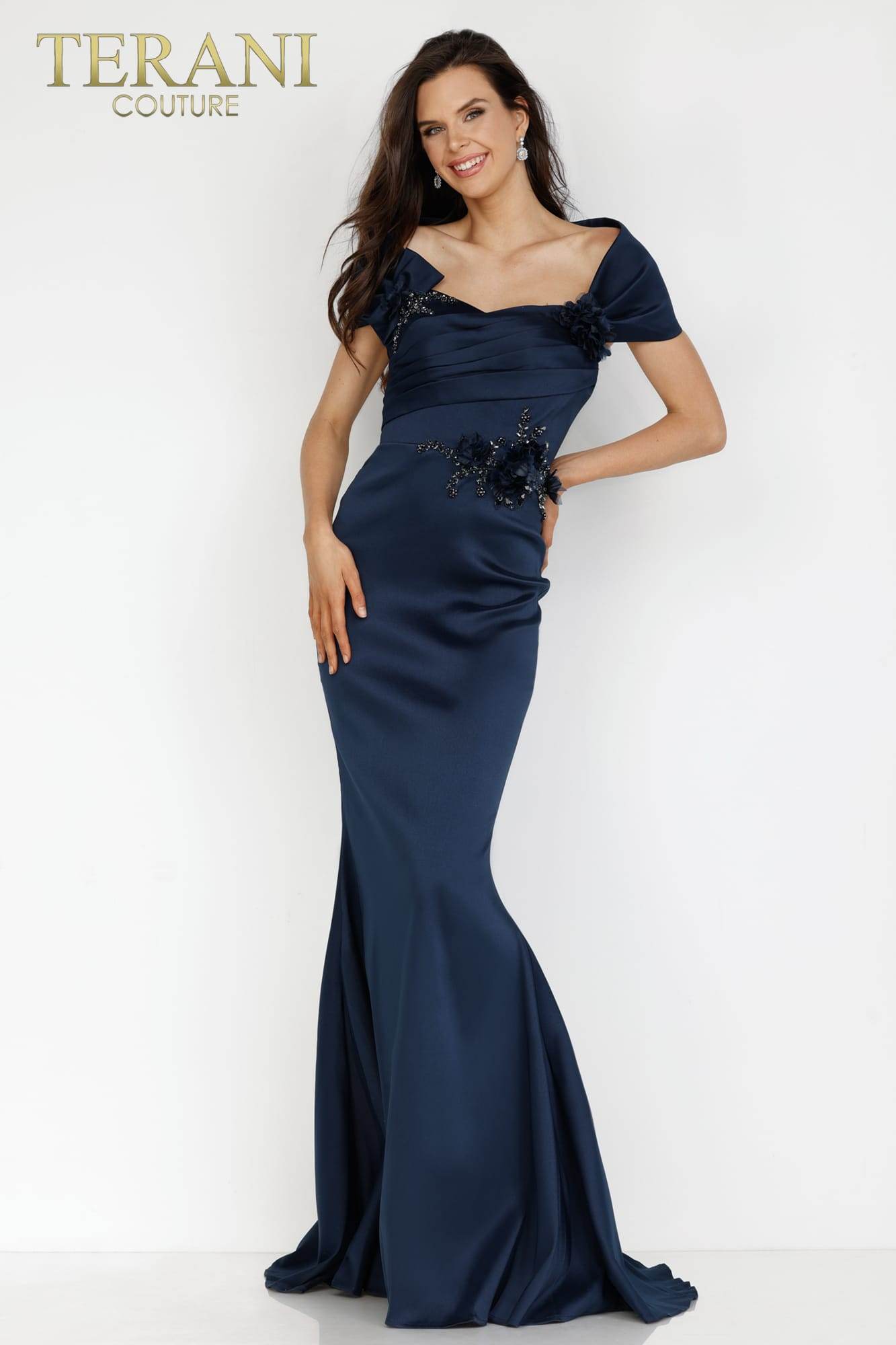 Emerald Long Stretch Mikado Mother of the Bride Dress - 2021M2969