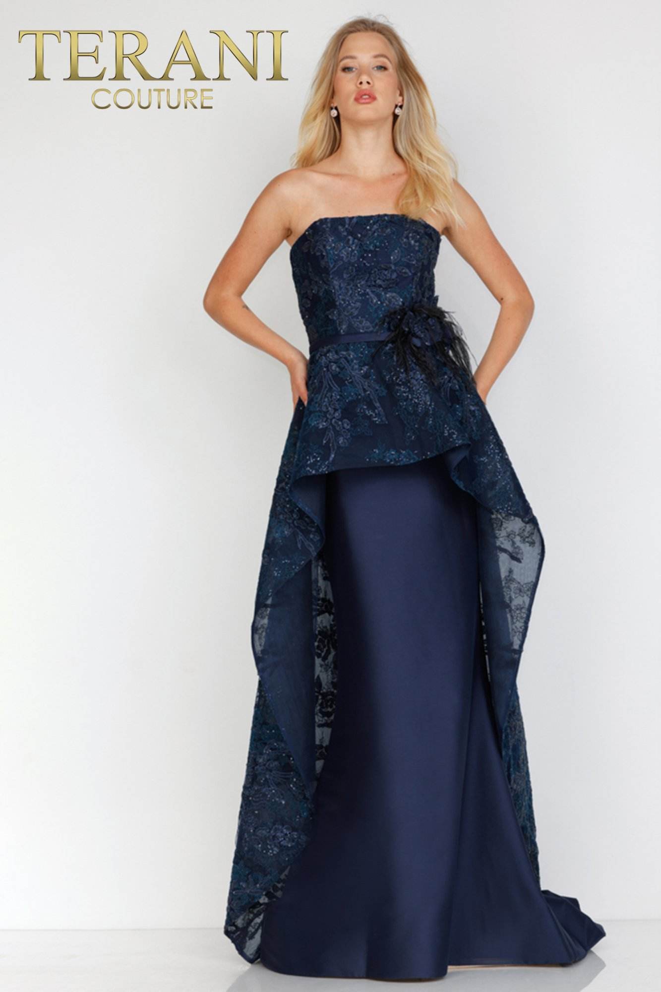Evening Strapless Gown with Overskirt - 2021E2865