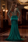 Full Length Black Evening Dress With A Sheer Embellished Bodice - 2021E2878