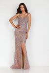 Dusty Mauve Spaghetti Strap Long Heavy Beaded Pageant Dress - 2027GL3242