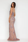 Dusty Mauve Spaghetti Strap Long Heavy Beaded Pageant Dress - 2027GL3242