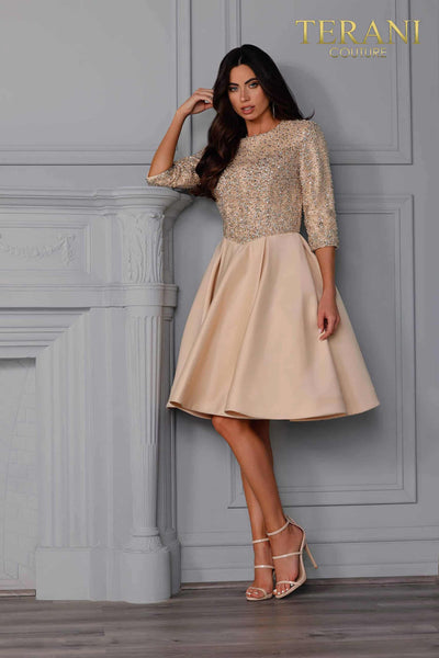 Jewel Neck Short Dress - 2027H3388