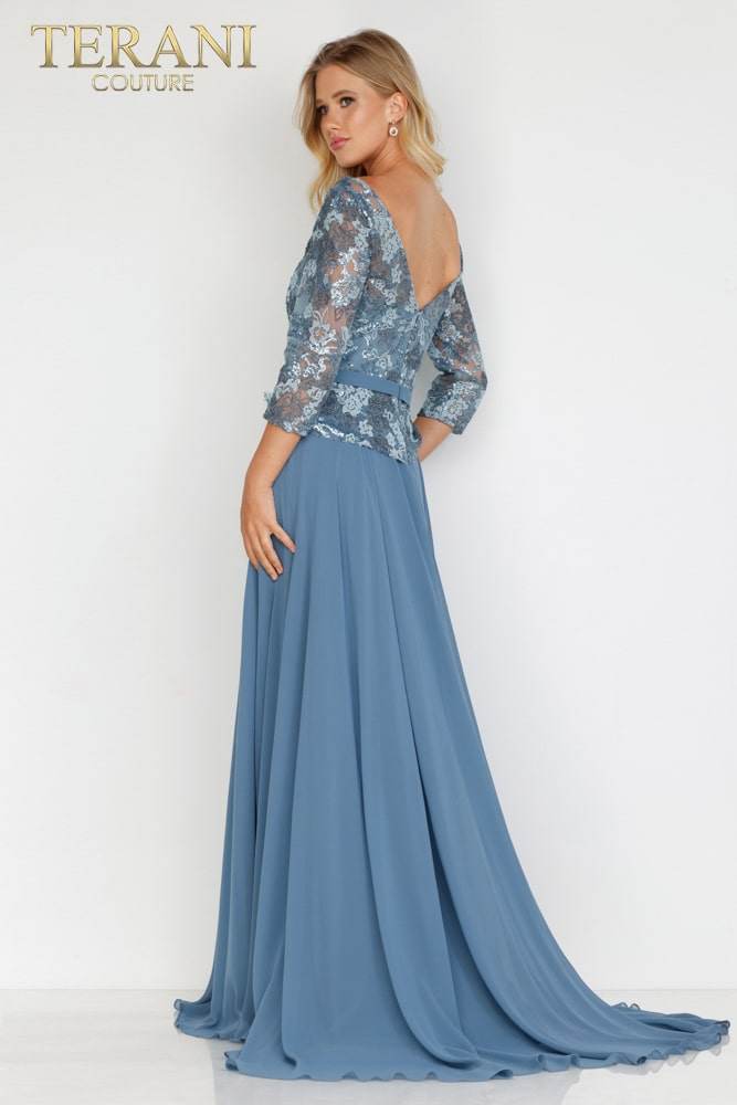 Slate Mother of the BRide Maxi in Sequin Lace - 2027M3086