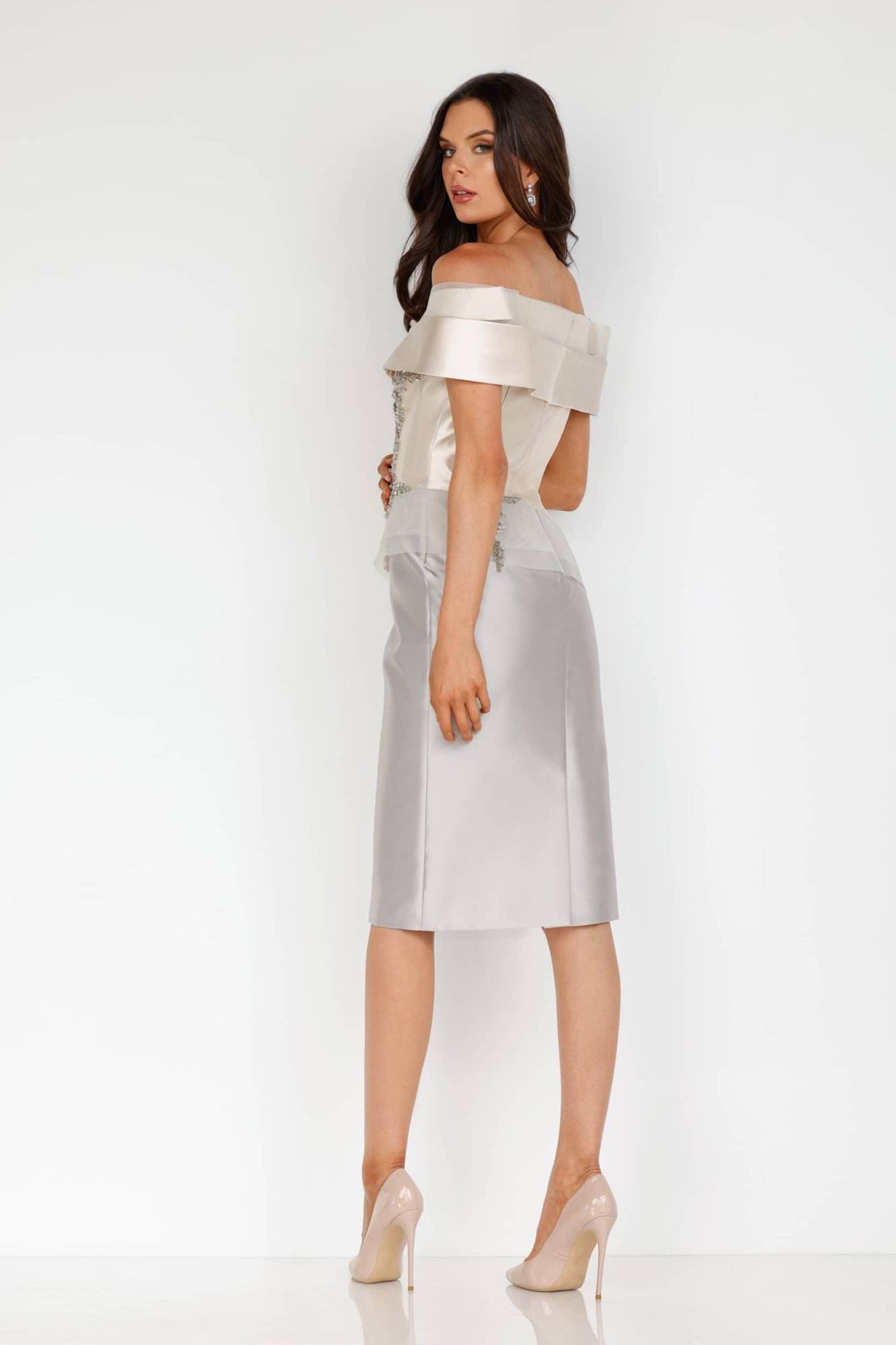 Knee Length Mauve Wine Cocktail Dress - 2111C4560