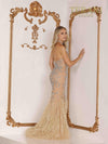 Feather Halter Neck Long Dress -2111GL5026