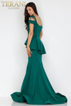 Short Sleeve Peplum Long Gown - 2111M5262