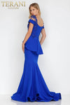 Short Sleeve Peplum Long Gown - 2111M5262