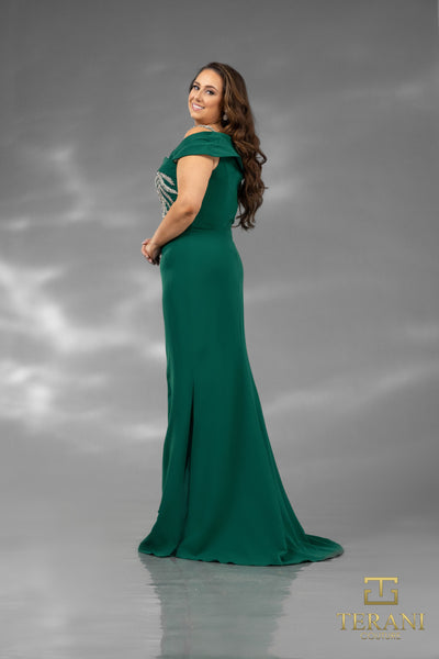 Plus Size Sleek Mother Of The Bride Dress With Asymmetric Embellishments – 2111M5289