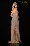 Glittery Silver Nude Prom Dress - 2111P4048