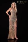 Glittery Silver Nude Prom Dress - 2111P4048