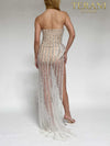 Beaded Nude Tulle Sleeveless A Line Cute Prom Gown - 2111P4050