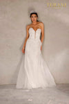 Strapless Plunging V-neckline Embroidered A-line Dress - 2111P4055