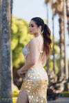 Mirror Embellished Dress with Slit  - 2111P4064