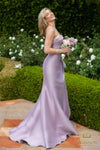 Straight Neckline Draped Bow Gown - 2111P4019