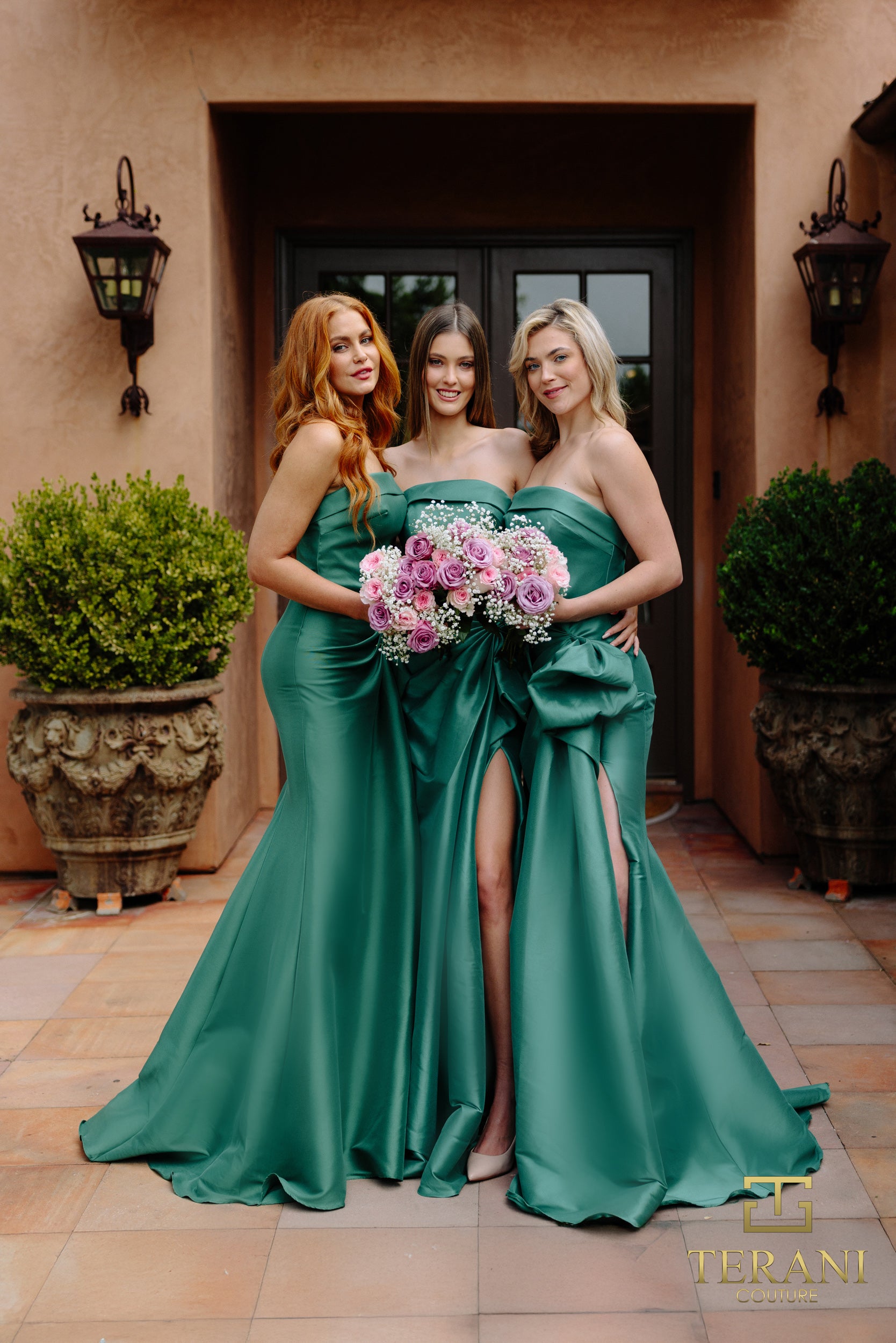 Straight Neckline Draped Bow Gown - 2111P4019
